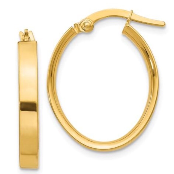 14K Yellow Gold Original Oval Hoop Earrings